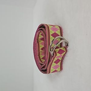 Lilly Pulitzer | Women's Pink Green Fabric D Ring Grosgain Ribbon Belt Sz S